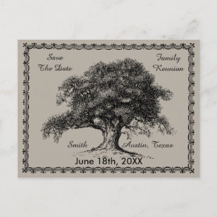 Carte Postale Faire-part Arbre vintage extérieur Réunion familiale rustique