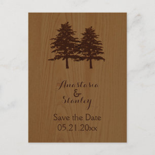 Carte Postale Faire-part Arbres sur bois mariage de bois Enregistrer la dat