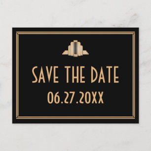 Carte Postale Faire-part Art Déco Great Gatsby Black Enregistrer La Date Ca