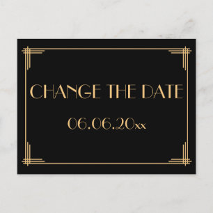 Carte Postale Faire-part Art Déco Noir Grand Gatsby Changer La Date