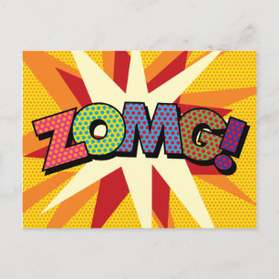 Carte Postale Faire-part Art Pop de Bande Dessinée Rétro Amusant ZOMG