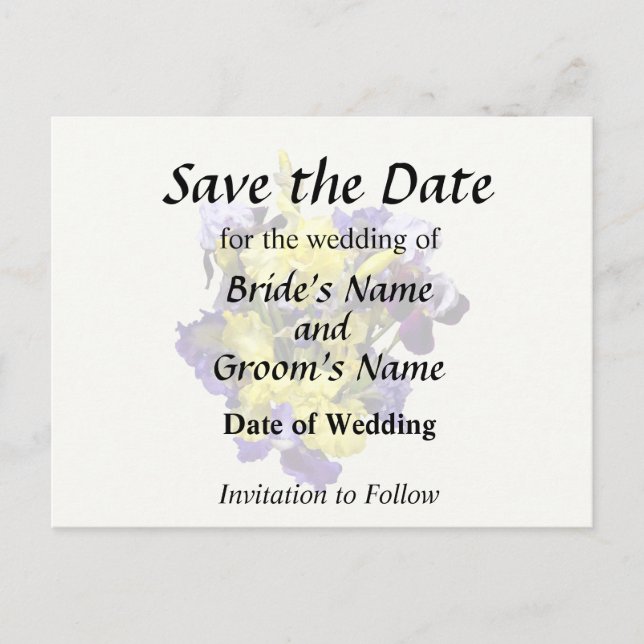 Carte Postale Faire-part Assortiment d'iris jaune et violet (Devant)