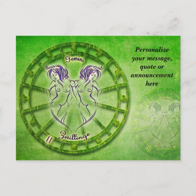 Carte Postale Faire-part Astrologie Gémeaux Horoscope Message Personnalisé (Devant)