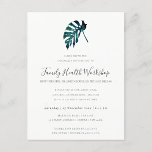 CARTE POSTALE FAIRE-PART ATELIER EUCALYPTUS ROSE FUCHISIA KRAFT NAVY