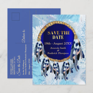 Carte Postale Faire-part Attrape-rêves Bleu Exotique Enregistrer les Dates