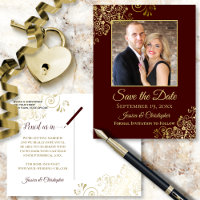 Auburn Brown & Gold Photo Enregistrer le Mariage d