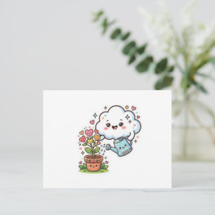 Carte Postale Faire-part Autocollant Mignon Kawaii Plante Gentillesse Nuage