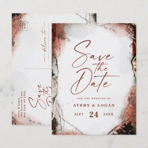 Carte Postale Faire-part Automne Abstrait Automne Orange Mariage Enregistre