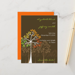 Carte Postale Faire-part Automne Automne Arbres Bois Mariage Bois Enregistr