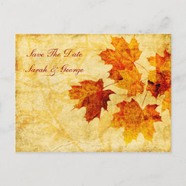 Carte Postale Faire-part automne brun feuille enregistrer la date