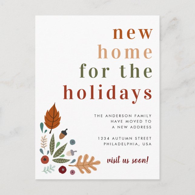 Carte Postale Faire-part Automne Moderne Automne Thanksgiving Holiday Movin (Devant)