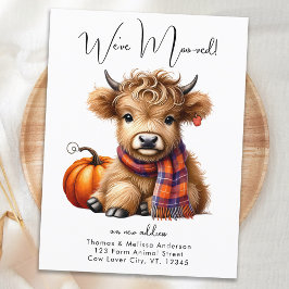 Carte Postale Faire-part Automne Nous avons déménagé Highland Cow Nouvelle 