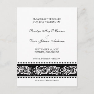 Carte Postale Faire-part B&W défiler mariage personnalisé enregistrer la da