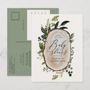 Carte Postale Faire-part baby shower de script botanique de ferme russe