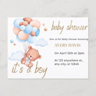 Carte Postale Faire-part baby shower d'invitation, c'est un garçon