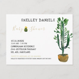 Carte Postale Faire-part Baby shower Nongender de cactus à pointes simples