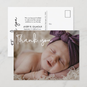 Carte Postale Faire-part Baby shower photo pour bébé fille Script moderne