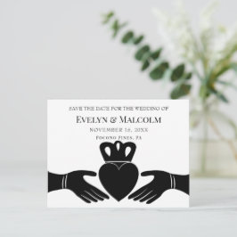 Carte Postale Faire-part Bague Claddagh Irlandaise STD Enregistrer la Date 