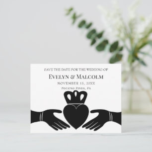 Carte Postale Faire-part Bague Claddagh Irlandaise STD Enregistrer la Date 