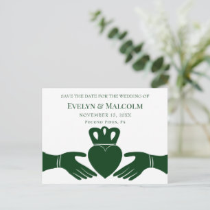 Carte Postale Faire-part Bague Claddagh Irlandaise STD Save the Date Mariag