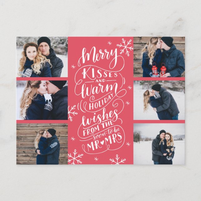 Carte Postale Faire-part Baisers Joyeux Vœux Chaleureux Enregistrer la date (Devant)