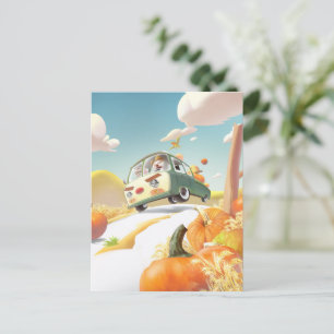 Carte Postale Faire-part Balade en Citrouille lunaire