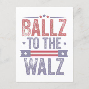 Carte Postale Faire-part Ballz au Walz Harris Waltz 2024 Élection