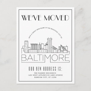 Carte Postale Faire-part Baltimore Horizon Moderne Décor Changement d'Adres
