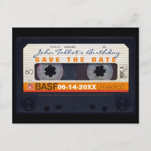 Carte Postale Faire-part Bande cassette rétro 60e anniversaire Enregistrer