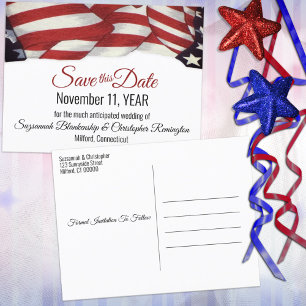 Carte Postale Faire-part Banderole Patriotique Enregistrer La Date Personna