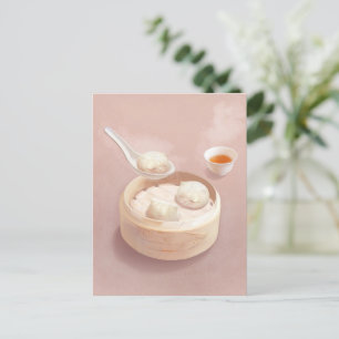 Carte Postale Faire-part Bao Buns à vapeur avec thé