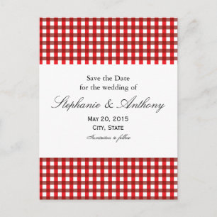 Carte Postale Faire-part Barbecue Motif rouge et blanc En vichy