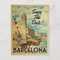 Barcelone Enregistrer La Date Vintage Espagne