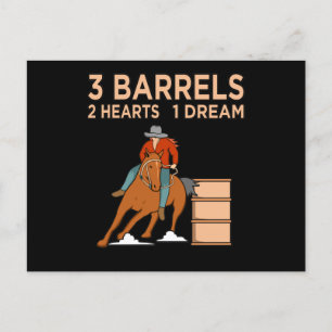Carte Postale Faire-part Barils coeurs course de chevaux baril chevaux Ra