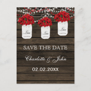 Carte Postale Faire-part Barne bois poinsettia mâchoire enregistrer la date