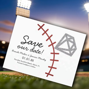 Carte Postale Faire-part Baseball Homerun Diamant Gemme Enregistrer La Dat