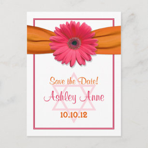 Carte Postale Faire-part Bat mitzvah rose Gerber Daisy Enregistrer la date
