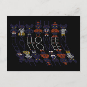 Carte Postale Faire-part Bâton de l'horreur effrayant Croix Halloween Monst