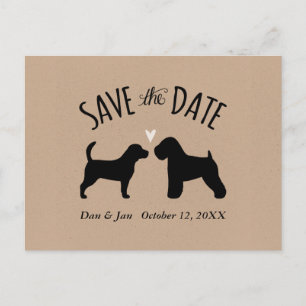 Carte Postale Faire-part Beagle et mariage à roues Enregistrer la date