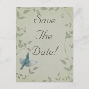 Carte Postale Faire-part Beau Mariage d'Oiseau Bleu Économisez La Date