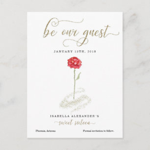 Carte Postale Faire-part Beauté & la Beast Sweet 16 Sauvez la date