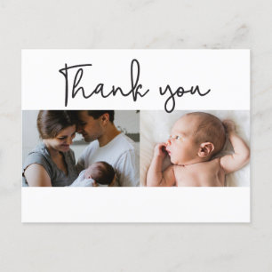 Carte Postale Faire-part Bébé 2 photo famille Naissance Annonce Merci