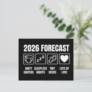 Carte Postale Faire-part Bébé à venir bientôt 2026 Prévisions Funny Baby Sh
