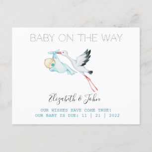 Carte Postale Faire-part Bébé Cigogne Mignonne