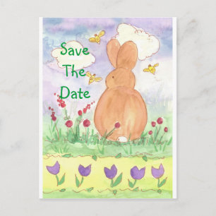 Carte Postale Faire-part Bébé Lapin Enregistrer La Date Animal Rabbit Aquar