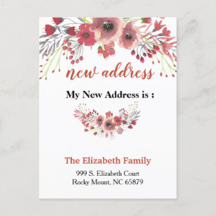 Carte Postale Faire-part Belle annonce de déménagement avec motif floral
