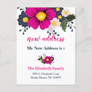 Carte Postale Faire-part Belle annonce de déménagement avec motif floral