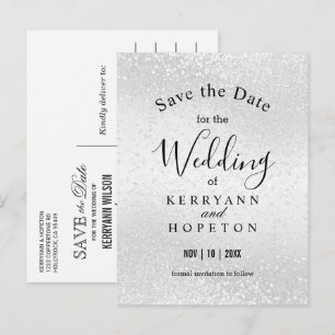 Carte Postale Faire-part Belle Parties scintillant Blanche - Enregistrer La