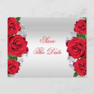 Carte Postale Faire-part Belles Roses Rouges Romantiques Anniversaire