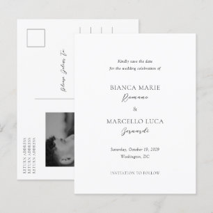 Carte Postale Faire-part Bianca Mariage élégant Enregistrer la date